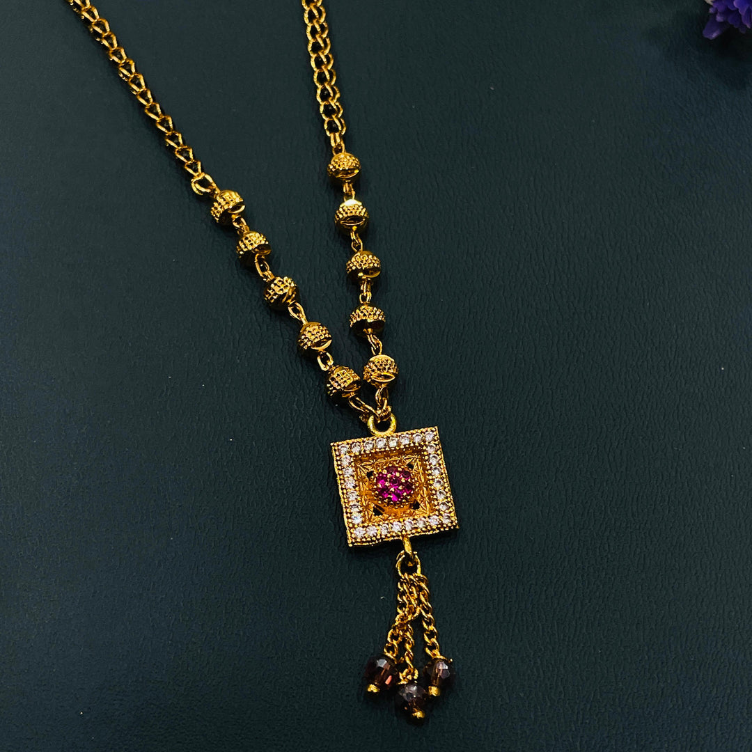 Elegant black and gold mangalsutra necklace, crafted from high-quality gold-plated alloy.