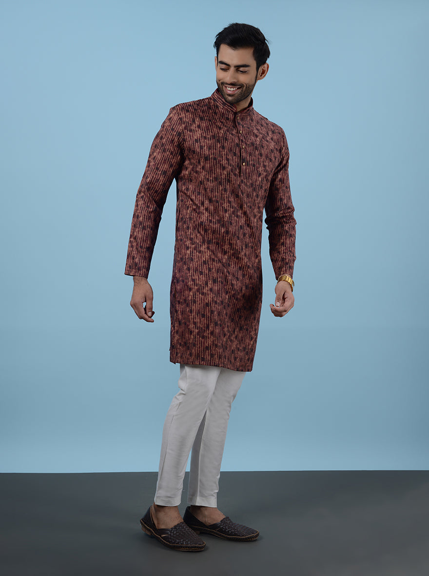 Experience luxury and comfort with this chic Rust Brown Kurta Pajama.