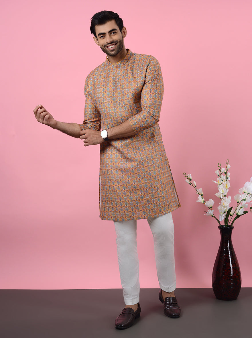 Elevate your ethnic wardrobe with this stylish Khaki Kurta Pajama for special events.