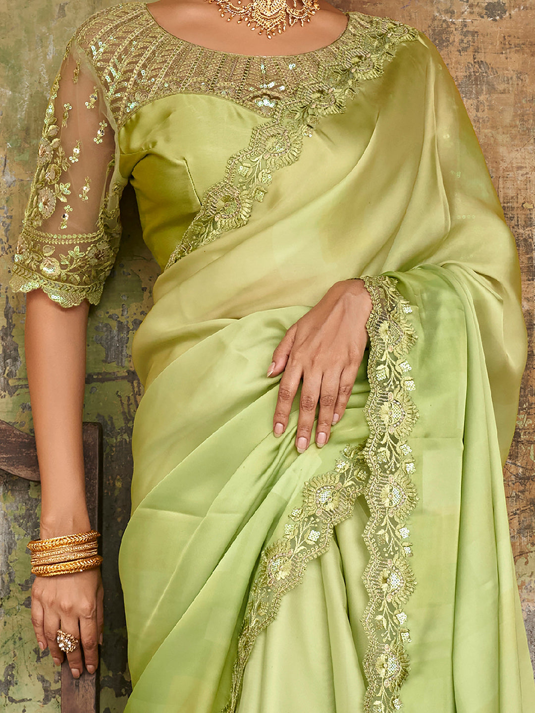 Vibrant color luxurious fabric exclusive attire crafted for elegance and style.