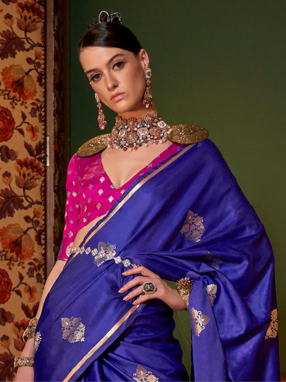 Vibrant color luxurious fabric exclusive attire crafted for elegance and style.