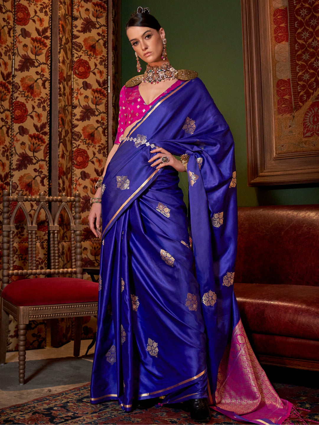 Pink silk saree crafted for elegance and style.