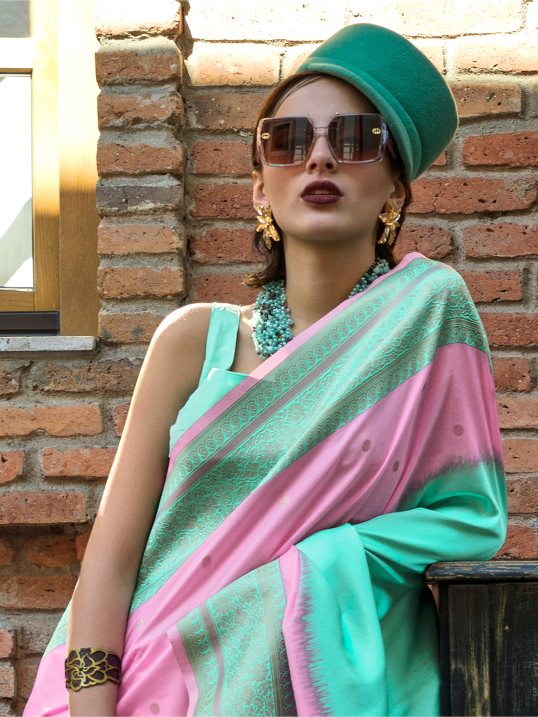 Vibrant color luxurious fabric exclusive attire crafted for elegance and style.