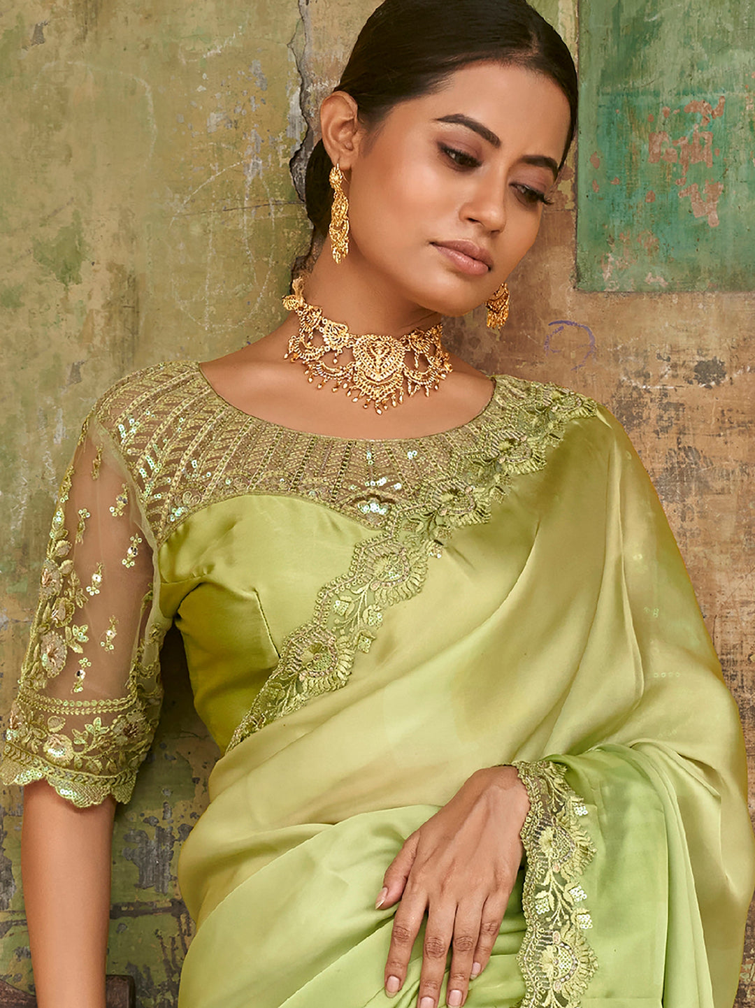 Vibrant color luxurious fabric exclusive attire crafted for elegance and style.