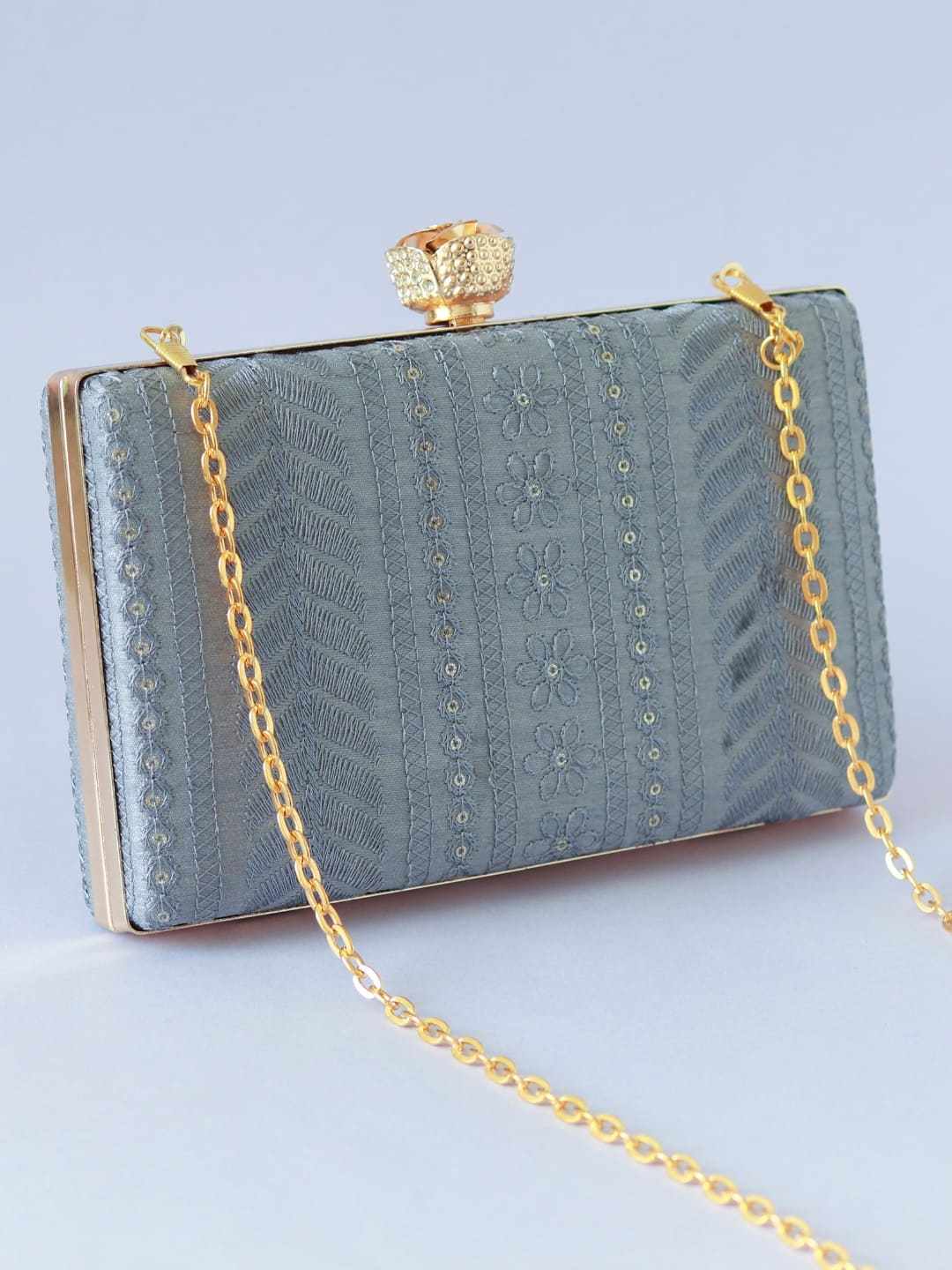 Mughal Embroidered Box Clutch | High-End Fashion Evening Handbag