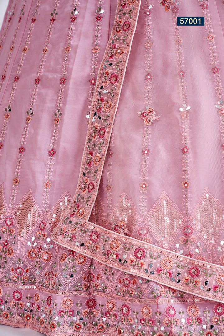 Elegant Pink Lehenga for Women | Georgette Choli & Embroidered Dupatta