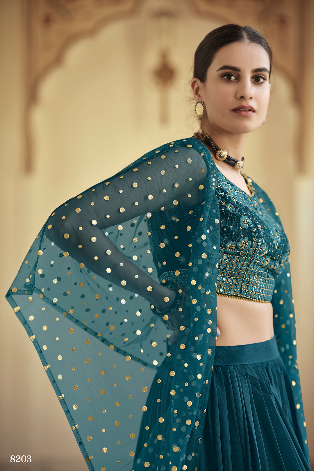 Bridal Lehenga in Bottle Green | Party Wear Lehenga with Sequins Work