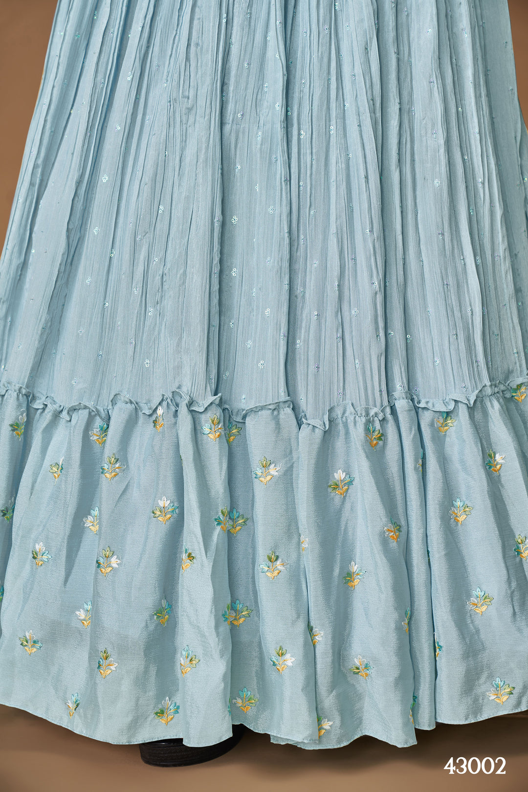 Powder Blue Chiffon Silk Lehenga | Bridal & Wedding Wear