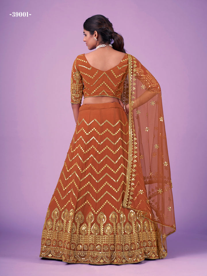 Elegant Orange Festive Lehenga Choli | Perfect for Festival Celebrations