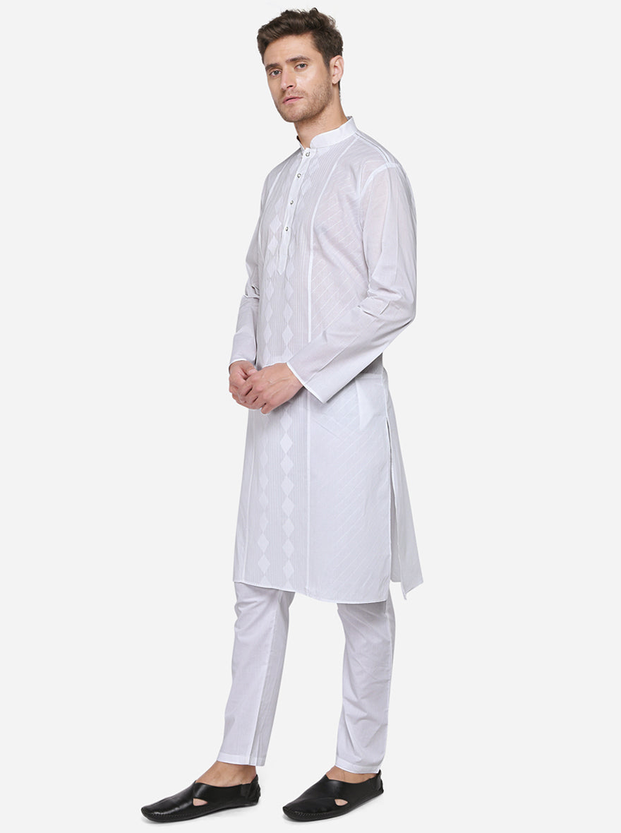 Traditional white kurta set offering a perfect blend of style and comfort.