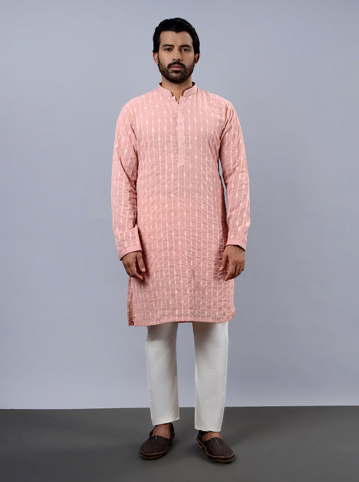 Versatile onion pink kurta pajama, suitable for various occasions.