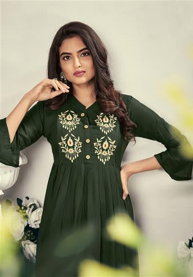 Stylish Green Kurti for Women | Perfect Everyday Wear with Embroidery