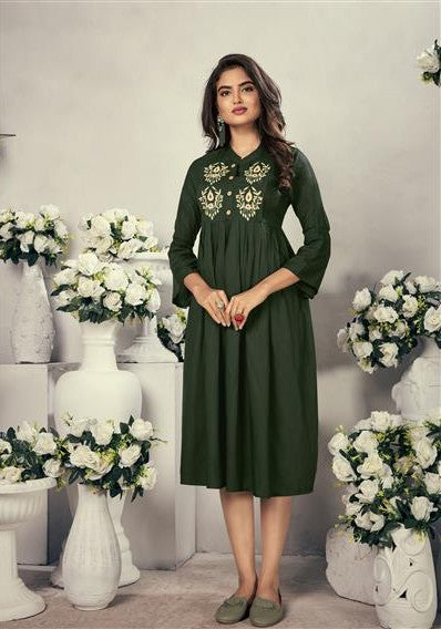 Stylish Green Kurti for Women | Perfect Everyday Wear with Embroidery