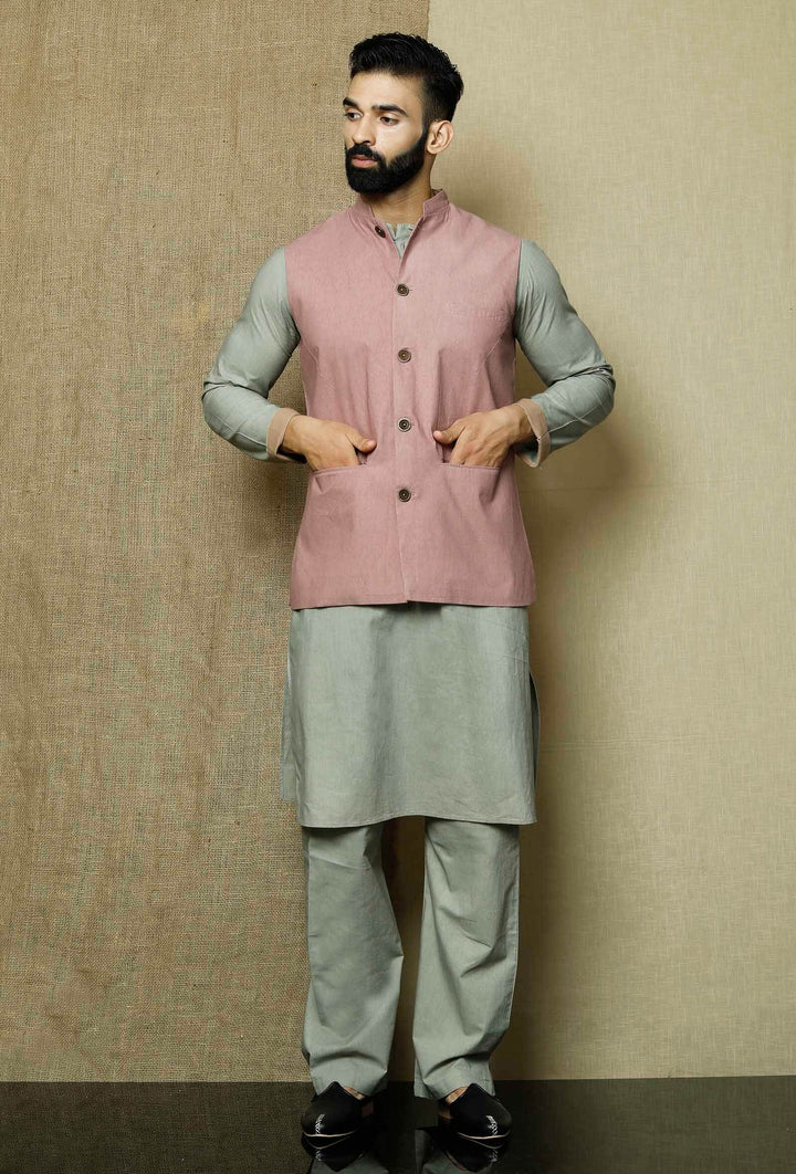 Classic Cotton Kurta Pajama | Plain Jacket Ethnic Set for Weddings