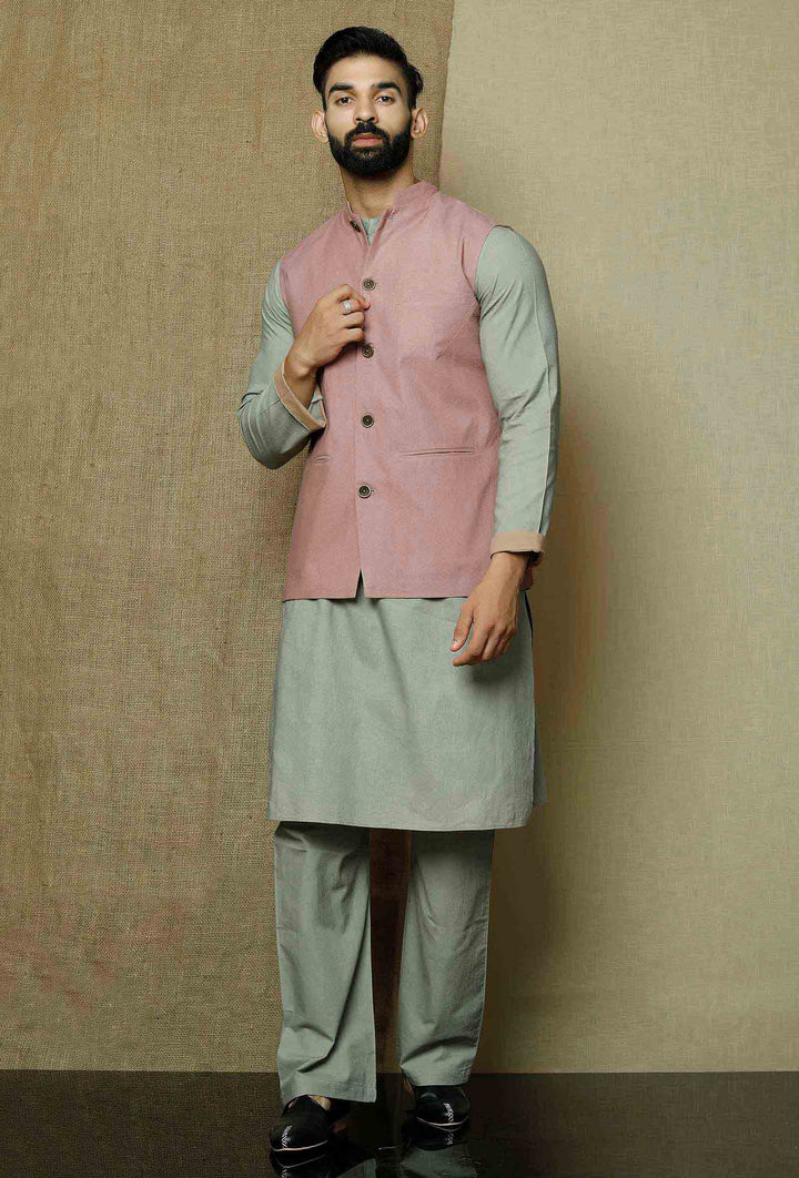 Classic Cotton Kurta Pajama | Plain Jacket Ethnic Set for Weddings