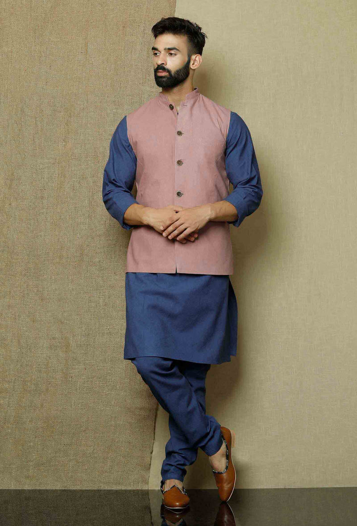 Classic Cotton Kurta Pajama | Plain Jacket Ethnic Set for Weddings