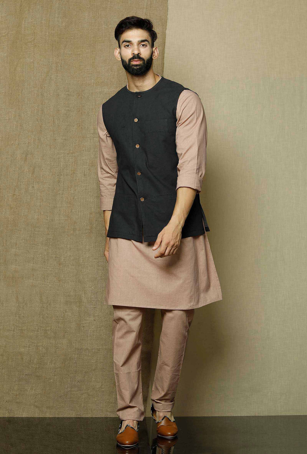 Classic Cotton Kurta Pajama | Plain Jacket Ethnic Set for Weddings