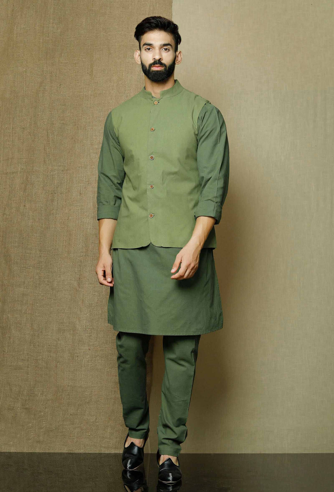 Classic Cotton Kurta Pajama | Plain Jacket Ethnic Set for Weddings