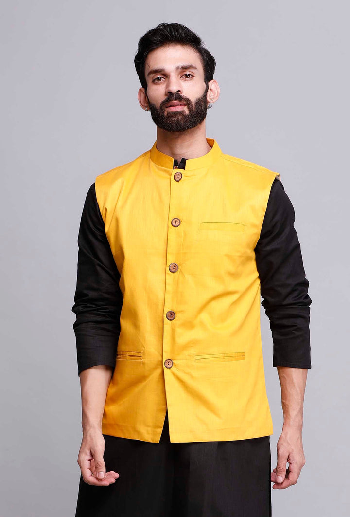 Classic Cotton Kurta Pajama | Plain Jacket Ethnic Set for Weddings