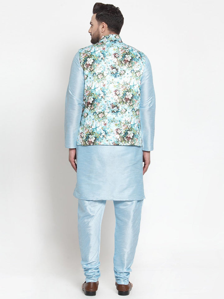 Traditional Sky Blue Kurta Pajama | Multicolor Jacket for Men