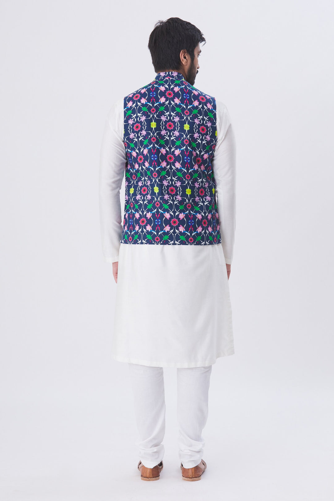 Traditional White Kurta Pajama | Multicolor Jacket for Men