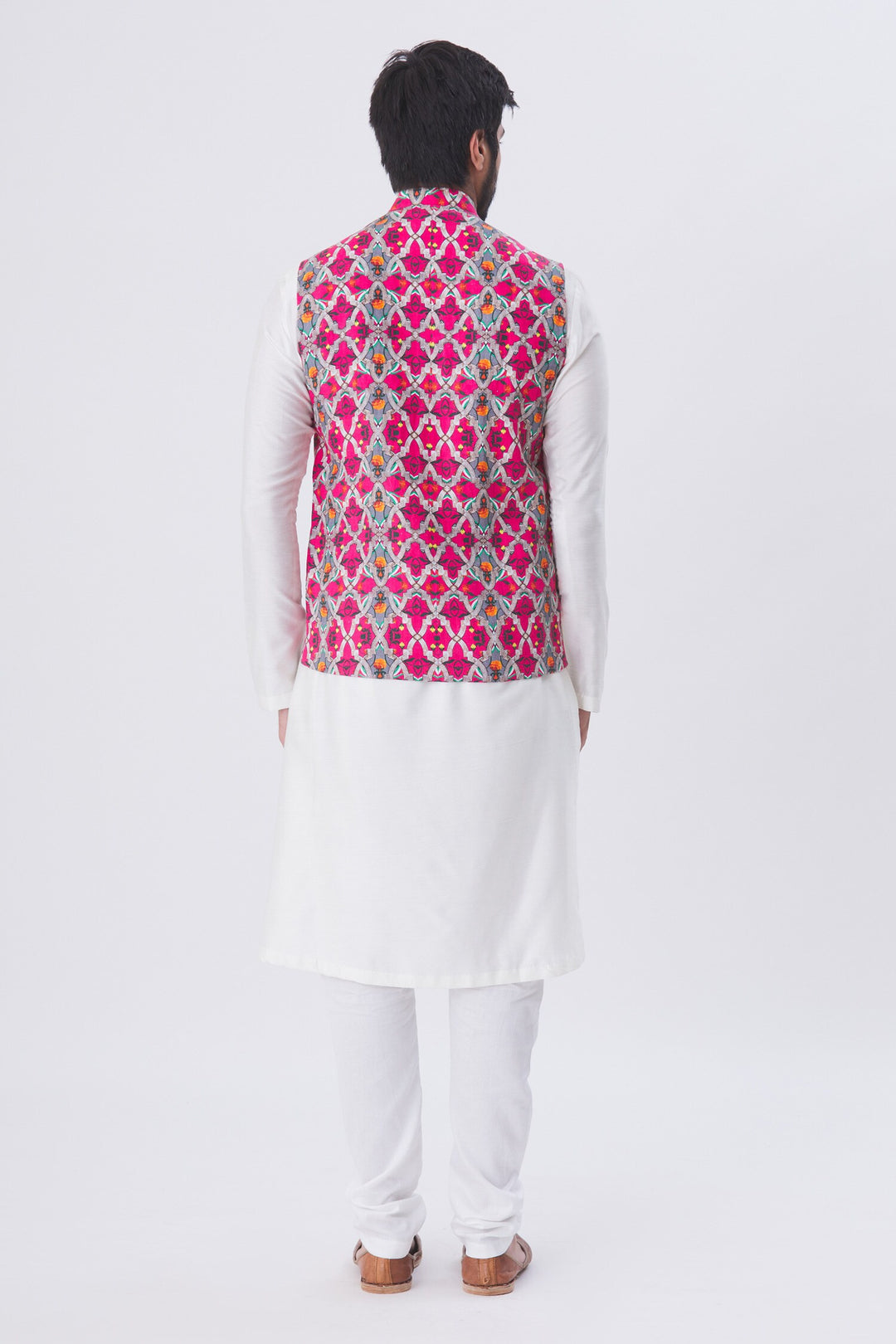 White Kurta Pajama with Vibrant Jacket | Perfect for Festive Occasions