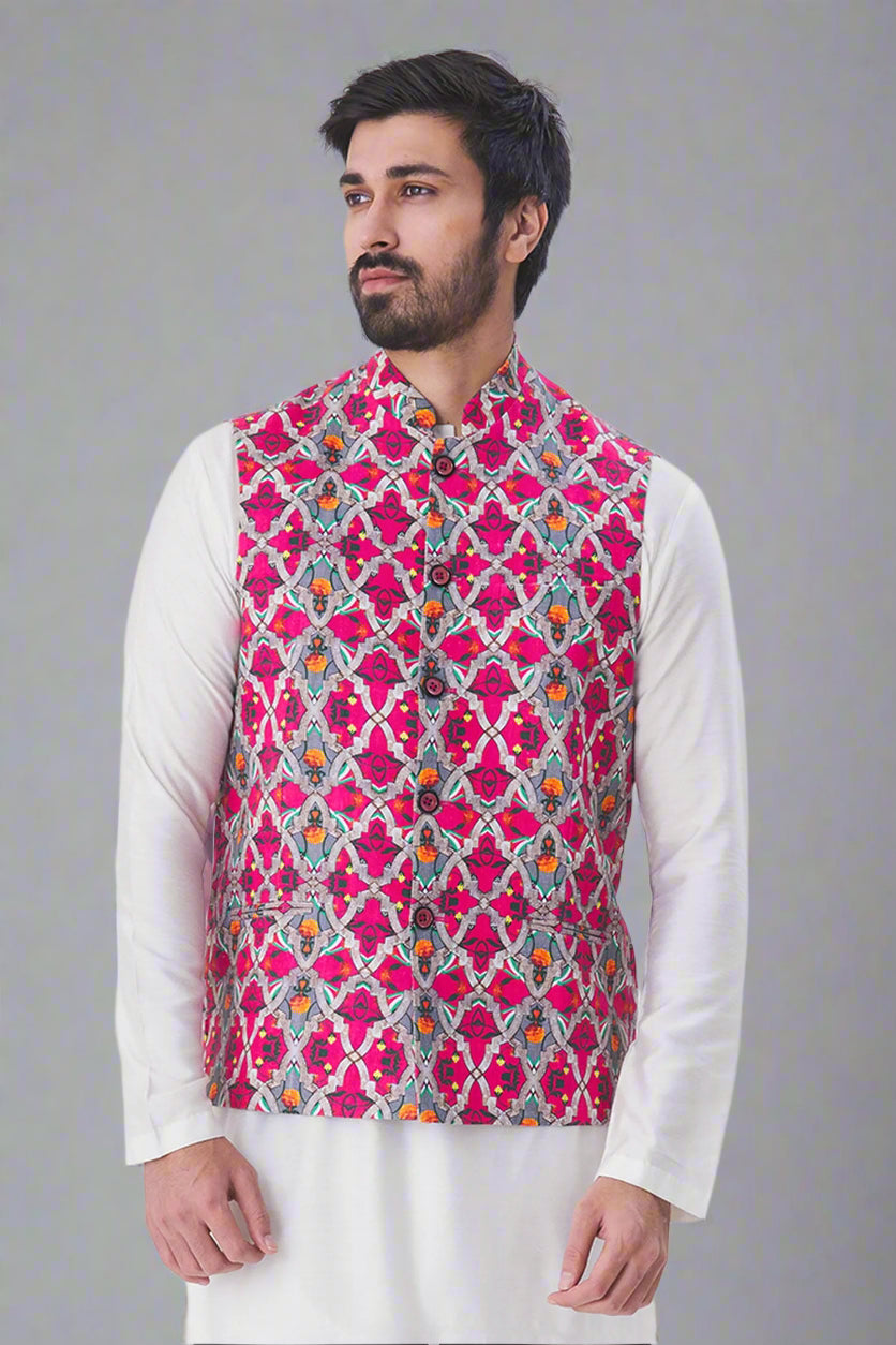 White Kurta Pajama with Vibrant Jacket | Perfect for Festive Occasions