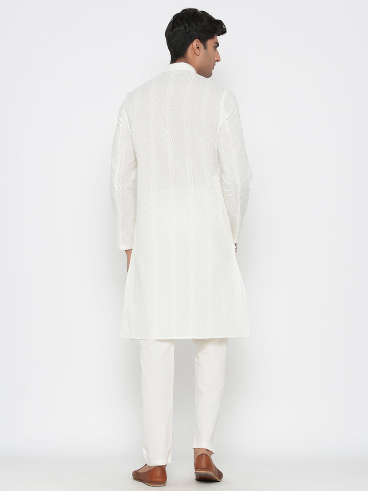 Comfortable Off-White Cotton Kurta Set | Wevon Design for Weddings