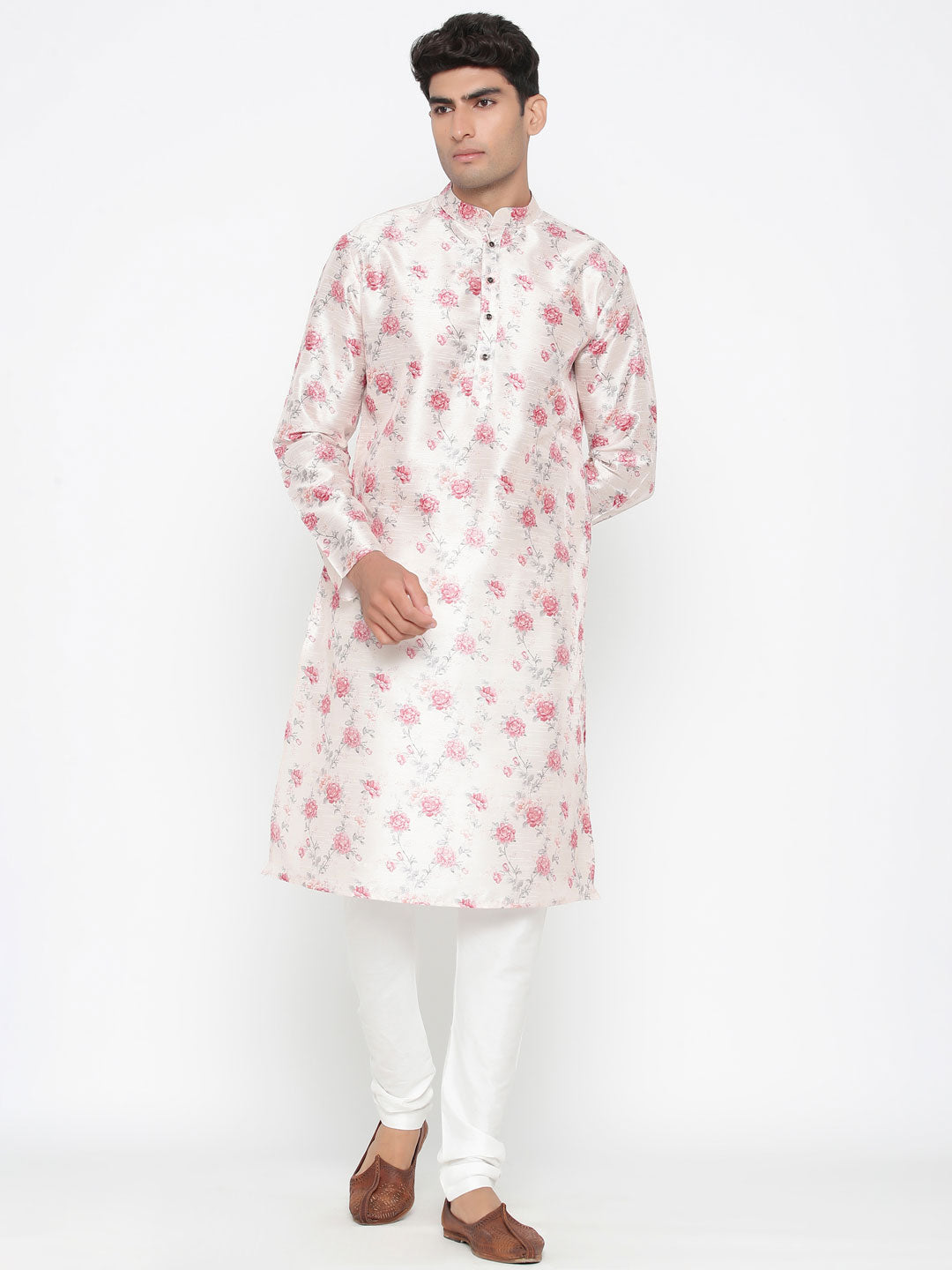 Satin Cotton Kurta Pajama Set | Fancy Printed Design Men's Ethnic Wear