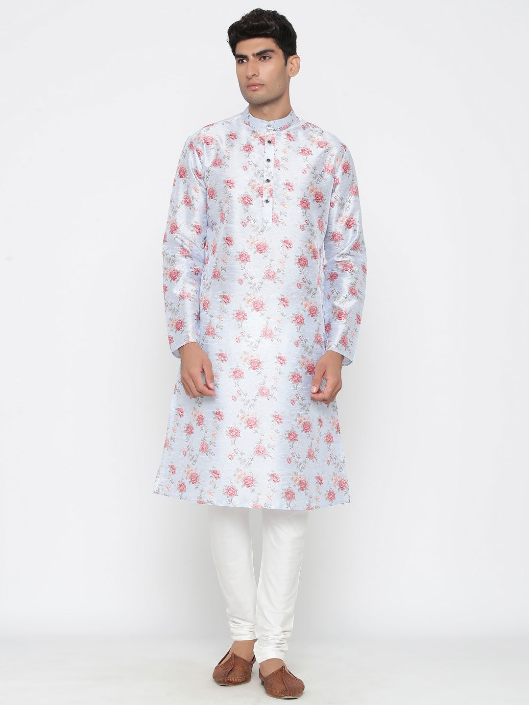 Satin Cotton Kurta Pajama Set | Fancy Printed Design Men's Ethnic Wear