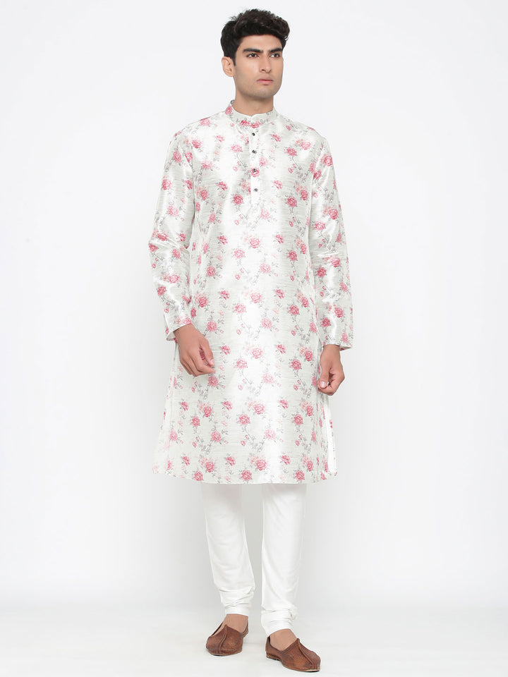 Satin Cotton Kurta Pajama Set | Fancy Printed Design Men's Ethnic Wear