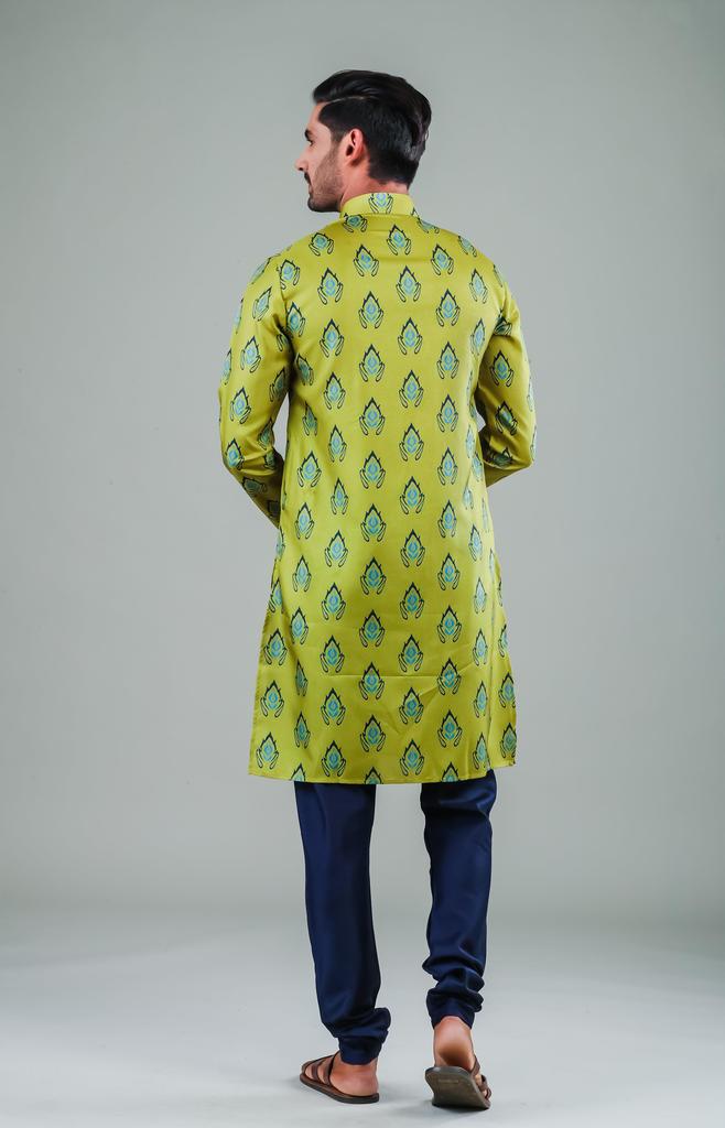 Ethnic Parrot Green Kurta Pajama | Wedding & Festive Wear Stylish Set