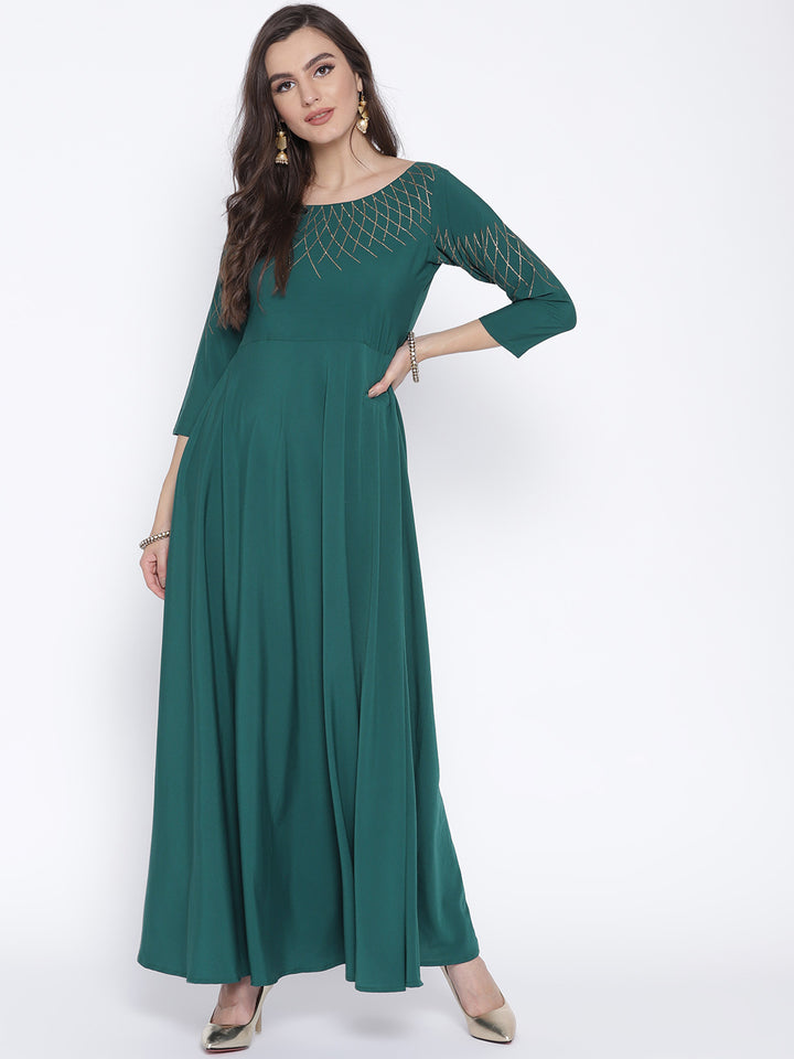 Stylish Teal Kurti for Women | Perfect Ethnic Wear with Glitter Finish