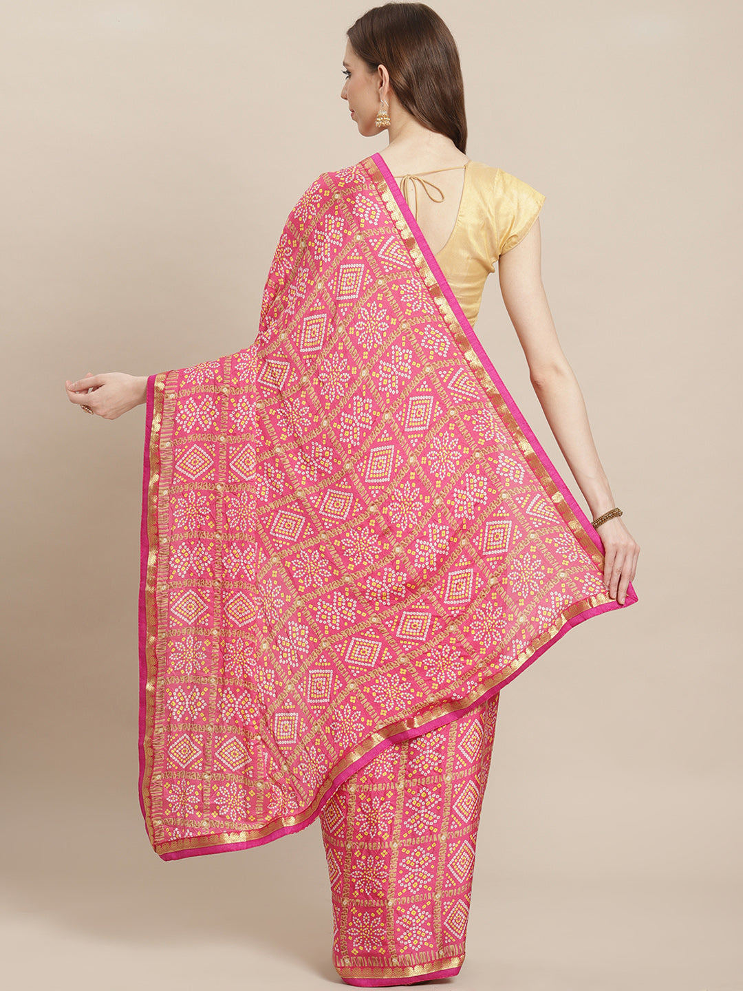 Georgette Bandhej-Printed Saree | Traditional Wedding Party Wear | Special Event