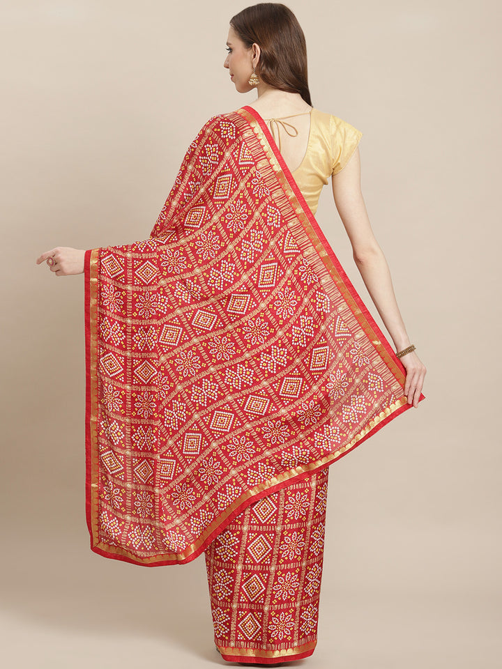 Georgette Bandhej-Printed Saree | Elegant Traditional And Pooja Wear