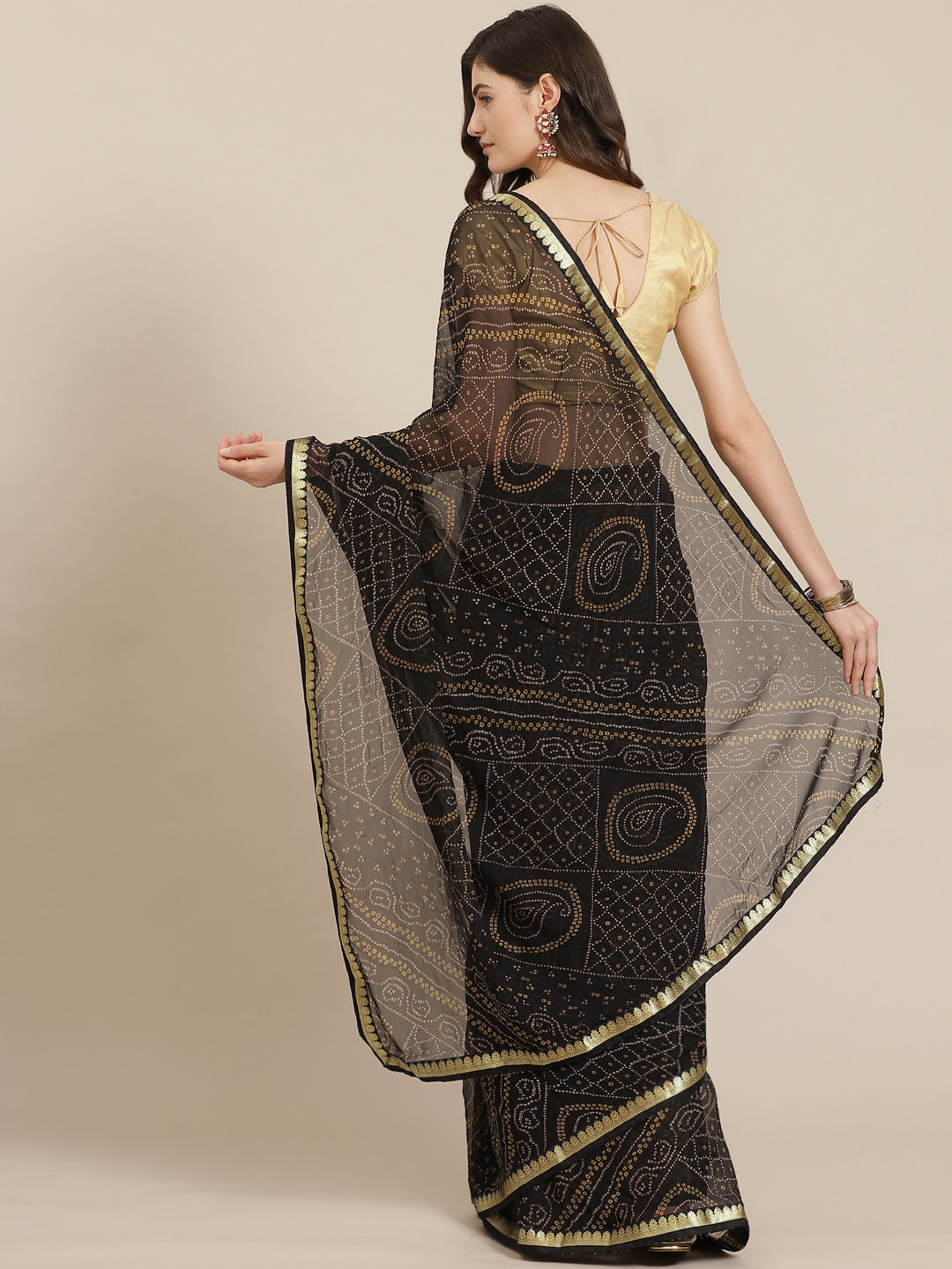 Georgette Bandhej-Printed Saree | Traditional Wedding Party Wear | Special Event Ceremonial