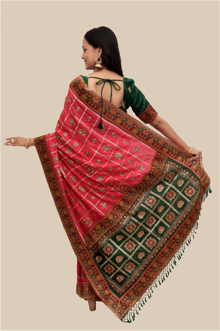 Elegant Soft-Silk Saree | Heavy Embroidery & Diamond Work | Wedding & Party