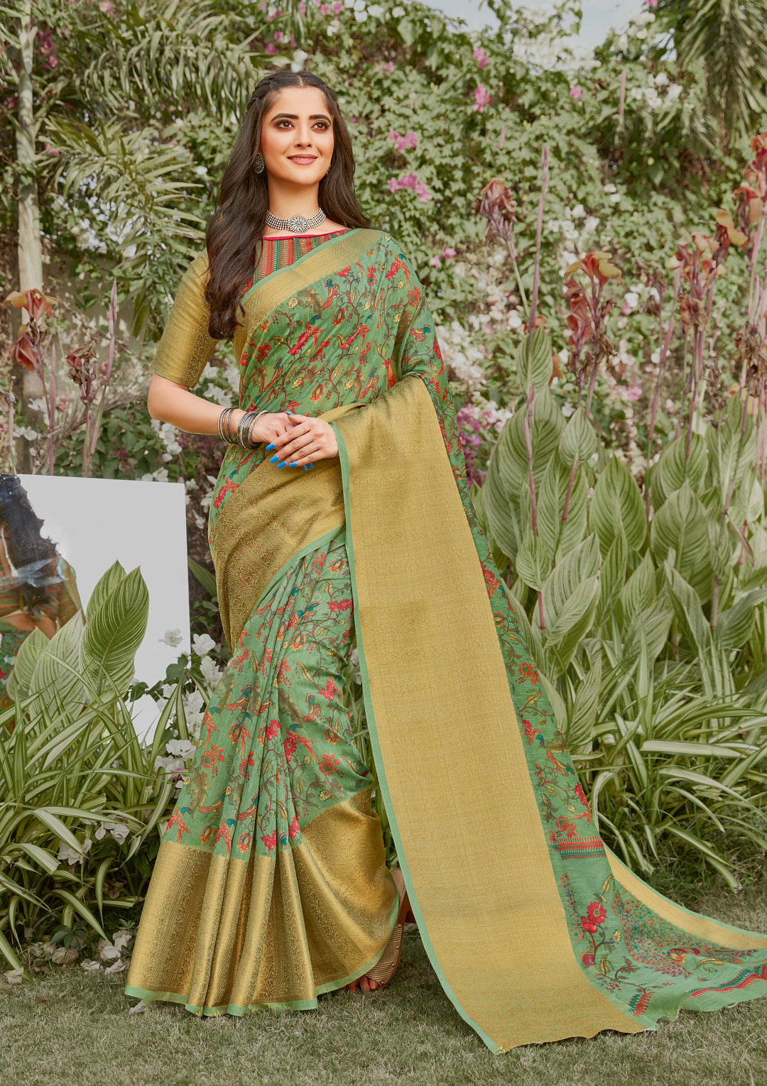 Linen Saree | Wevon Designer | Digital Printed | Traditional Wedding Wear | Party & Pooja Collection | Ceremonial Elegance