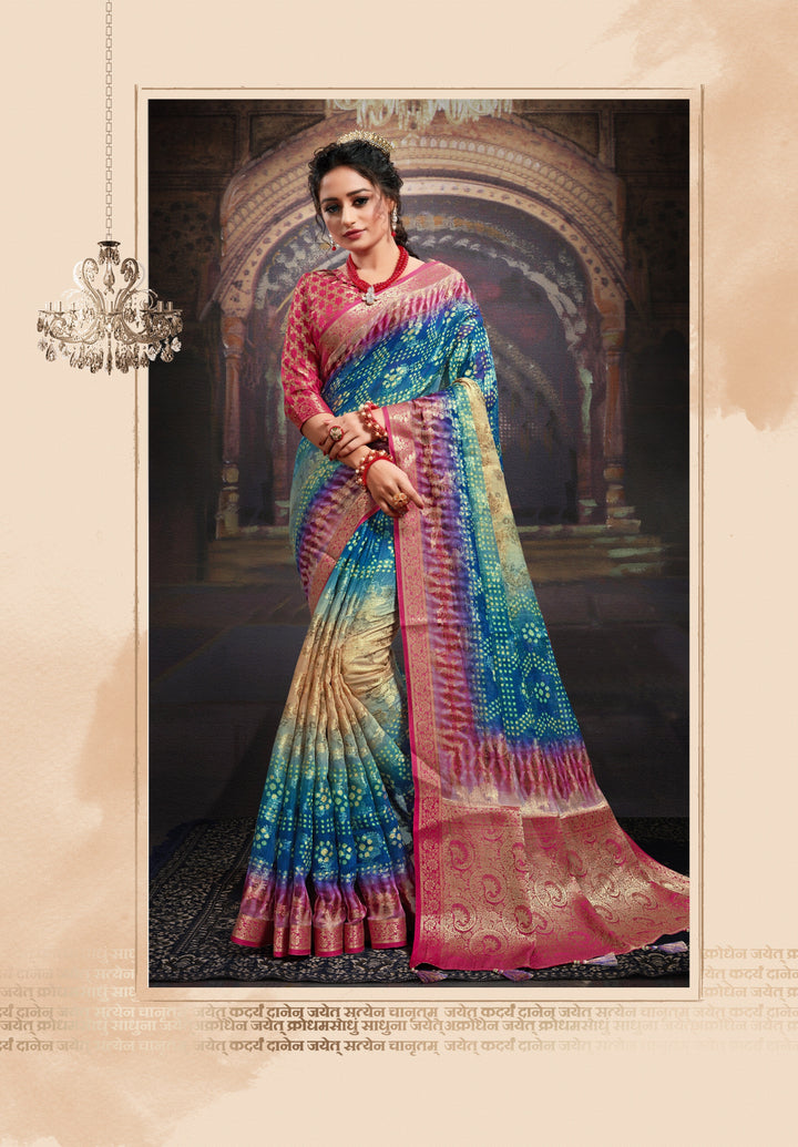 Chanderi Saree with Bandhej Print | Wedding & Party Ready