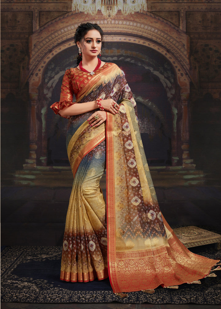 Designer Chanderi Saree | Bandhej Print for Party & Special Events