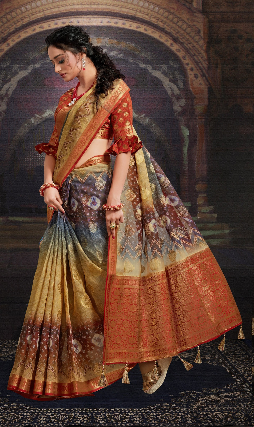 Designer Chanderi Saree | Bandhej Print for Party & Special Events