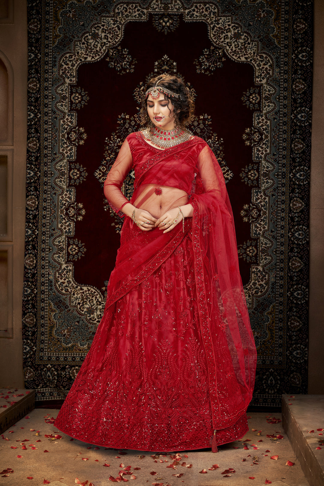 Designer Net Lehenga Choli | Multisequence Embroidery Partywear for Weddings