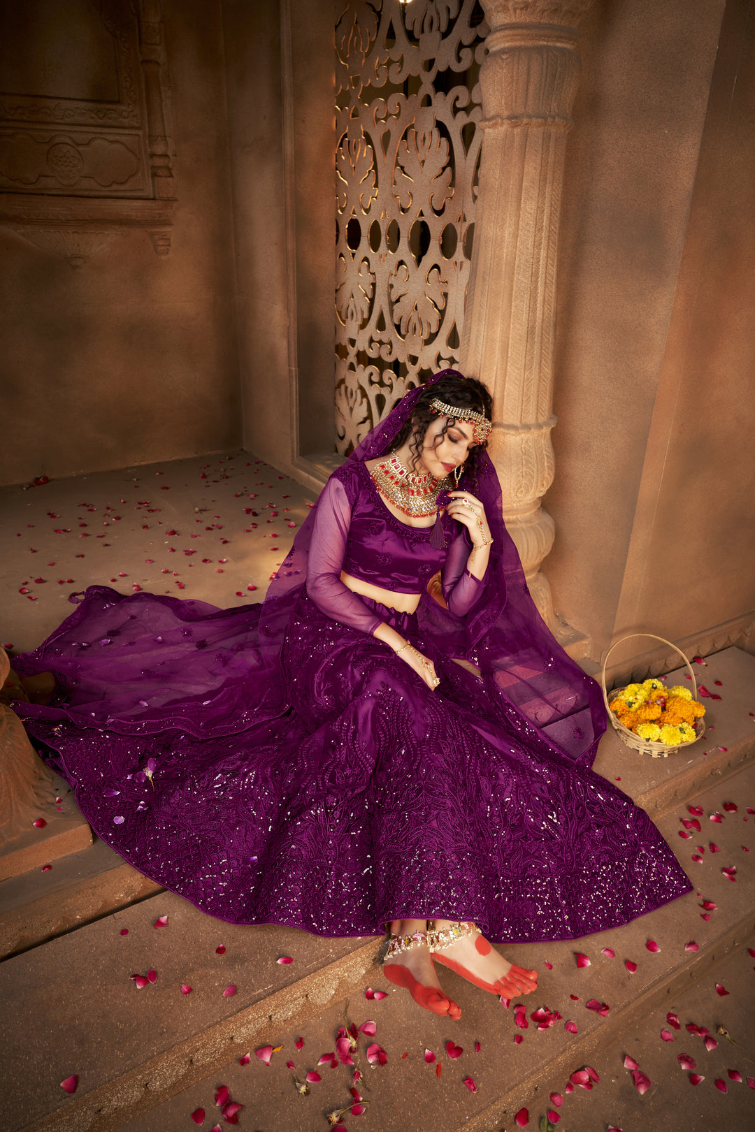 Designer Net Lehenga Choli | Multisequence Embroidery Partywear for Weddings