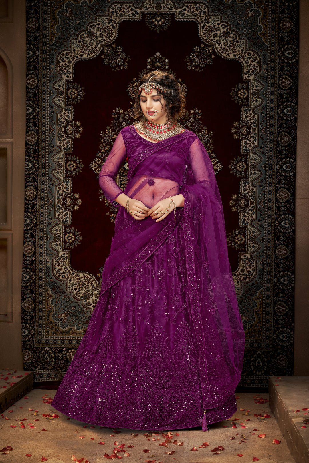 Designer Net Lehenga Choli | Multisequence Embroidery Partywear for Weddings