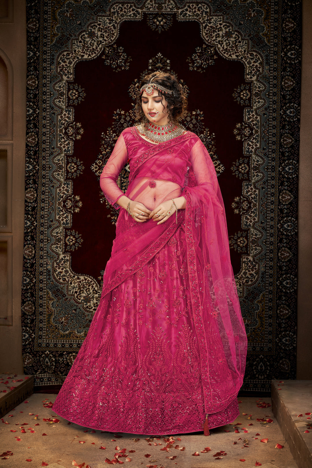 Designer Net Lehenga Choli | Multisequence Embroidery Partywear for Weddings