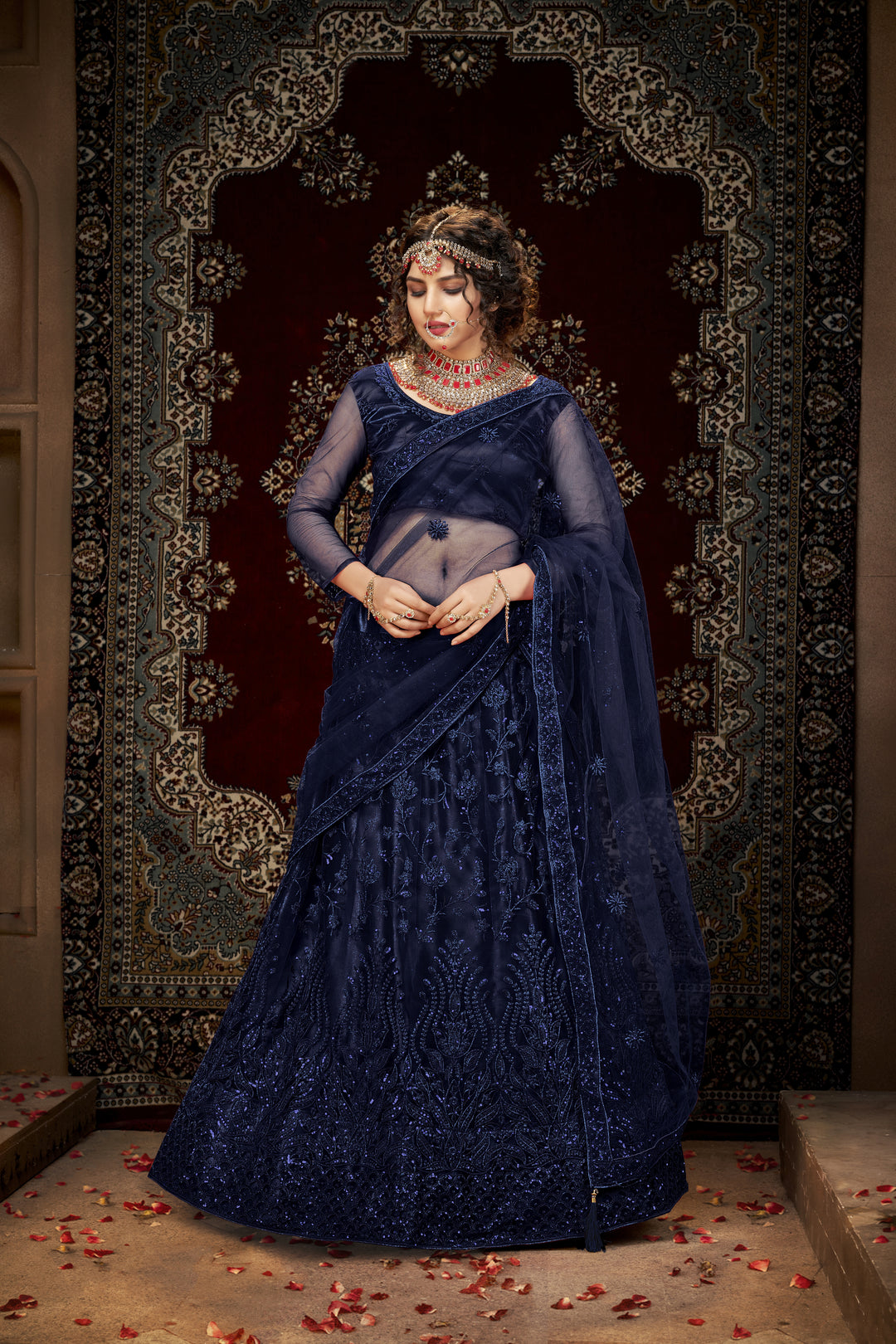 Designer Net Lehenga Choli | Multisequence Embroidery Partywear for Weddings