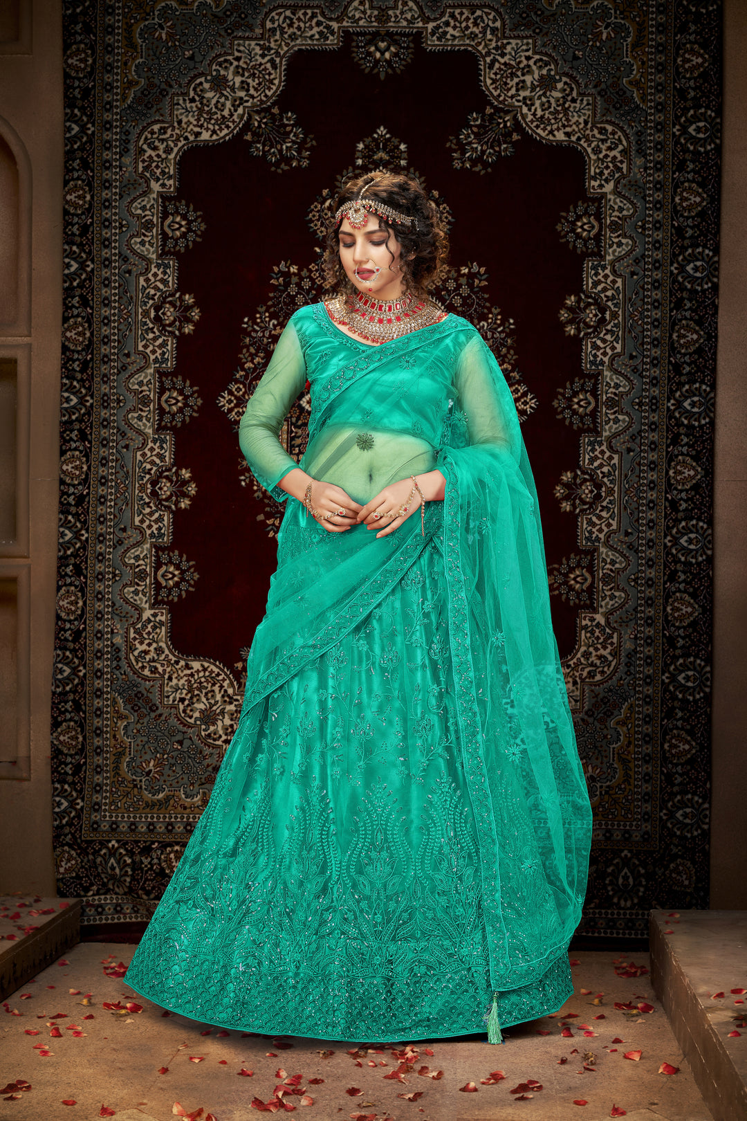 Designer Net Lehenga Choli | Multisequence Embroidery Partywear for Weddings