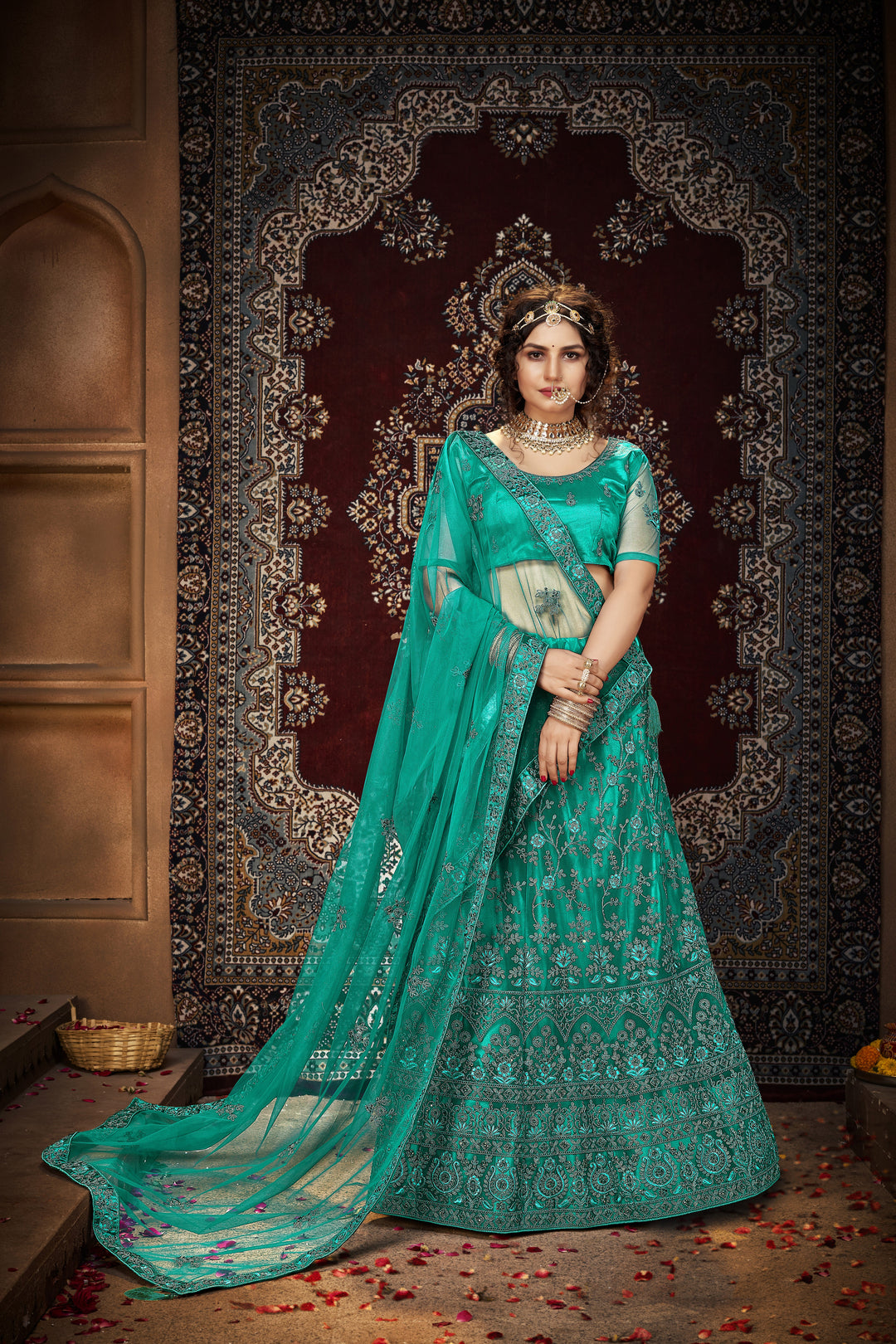 Heavy Designer Net Lehenga Choli | Elegant Sequins & Thread Embroidery Work