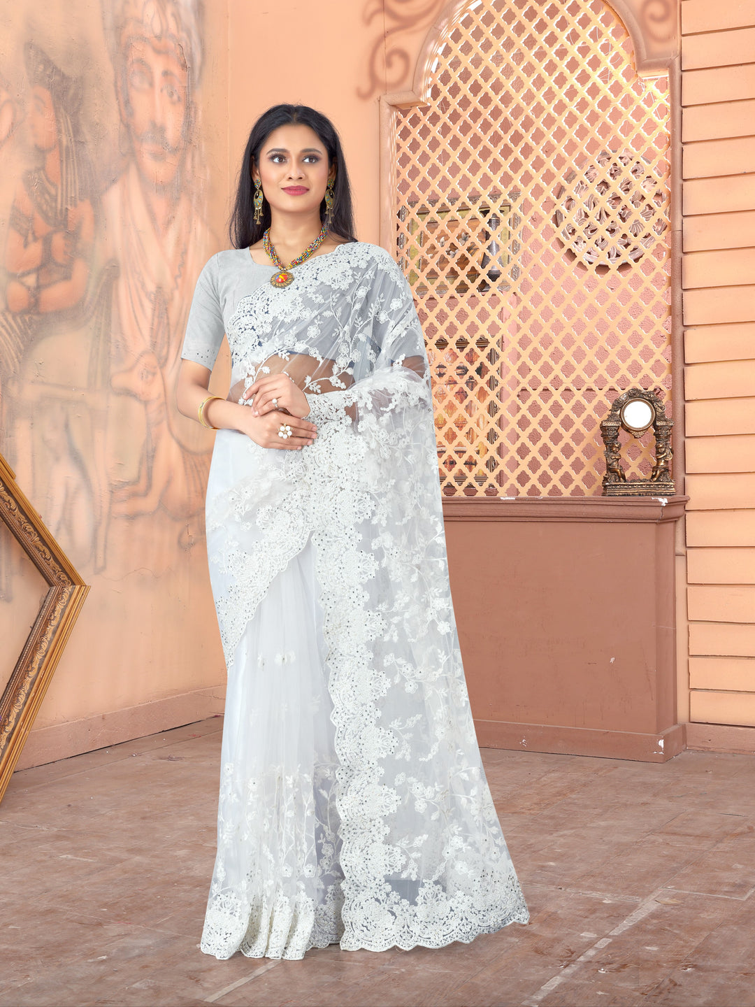 Radiant Net Saree with | A Graceful Addition to Your Wardrobe