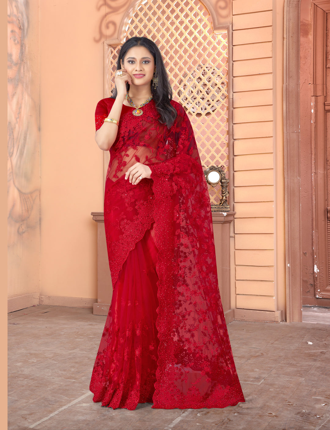 Radiant Net Saree with | A Graceful Addition to Your Wardrobe